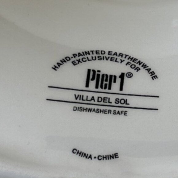 Pier 1 Earthenware VILLA DEL SOL CHIP & DIP Round Serving Platter Dish 13.5" - Picture 3 of 3